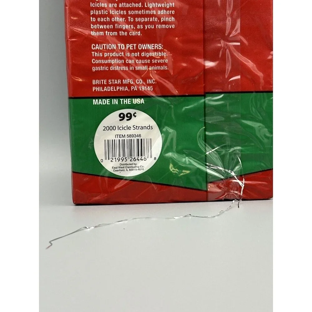 1‎ box Brite Star ICICLES 2000 strand SILVER 18 inches long NOS READ Christmas-2